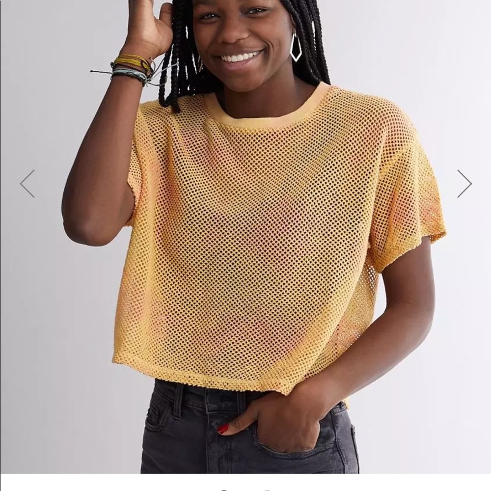 Tie dye cropped mesh tee